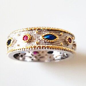 New Retro Eye Copper Inlay Zircon 18k Gold Plated Rings